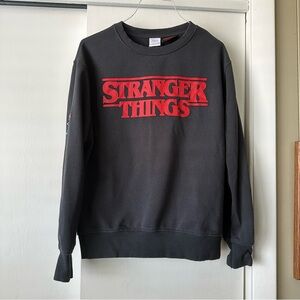 Stranger Things x Zara Kids Logo Sweatshirt Charcoal Gray Crewneck